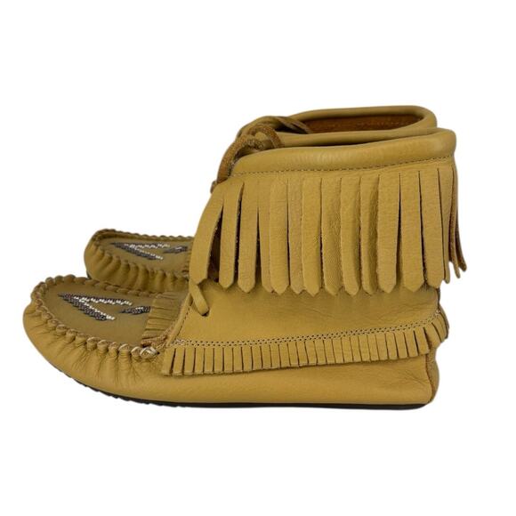Manitobah Mukluks Harvester Moccasin Nubuck Booties Fringe Womens Size 8 - Picture 7 of 10